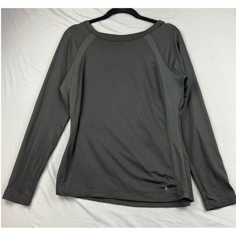 Danskin Now Active Top Womens Medium M Black Long Sleeve Mesh Panel Fair